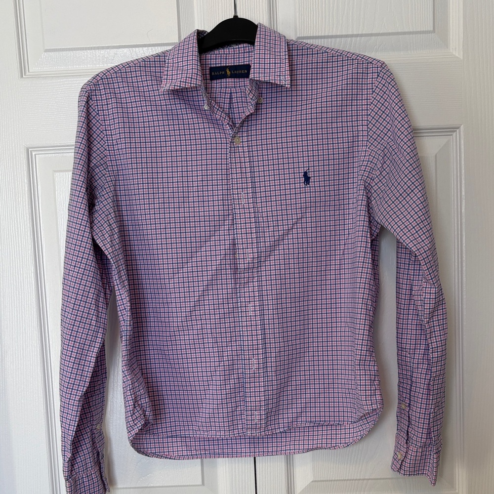 Ralph Lauren Pink and Blue Check Button-Down Shirt - Picture 1 of 4